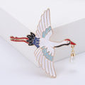 Alloy Enamel Crane Brooch Pin For Hanfu And Qipao Decoration view 6