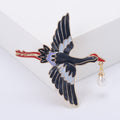 Alloy Enamel Crane Brooch Pin For Hanfu And Qipao Decoration view 2