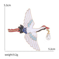 Alloy Enamel Crane Brooch Pin For Hanfu And Qipao Decoration view 5