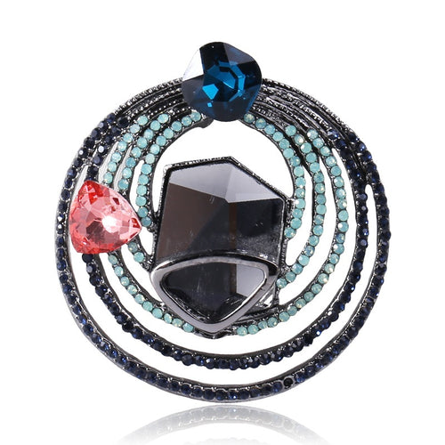 Alloy Crystal Glass Rhinestone Brooch For Suit Lapel Decoration