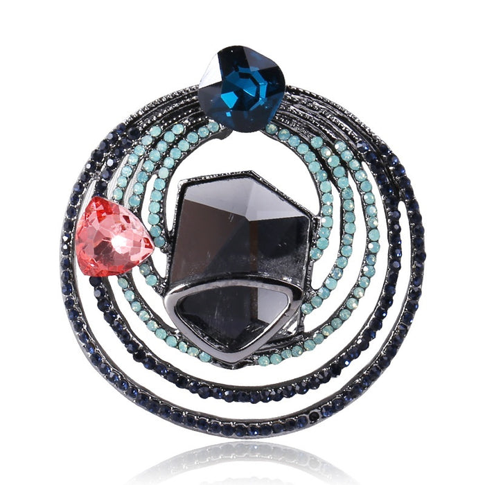 Alloy Crystal Glass Rhinestone Brooch For Suit Lapel Decoration