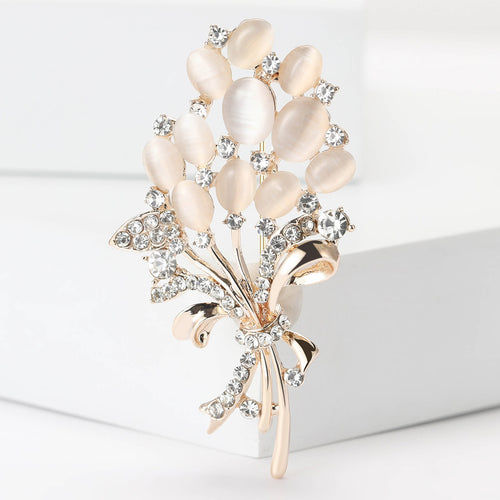 Alloy Cats Eye Bouquet Brooch Pin For Womens Apparel