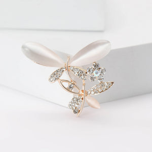 Alloy Rhinestone Cat Eye Dragonfly Brooch Pin For Womens Clothing