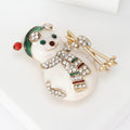 Alloy Enamel Rhinestone Snowman Brooch Pin For Christmas Apparel view 2