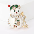 Alloy Enamel Rhinestone Snowman Brooch Pin For Christmas Apparel view 1