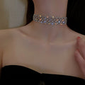 Sparkling Rhinestone Alloy Choker Necklace For Women Korean Short Collarbone Jewelry view 2