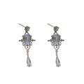 Korean Style Teardrop Zircon Stud Earrings With Silver Pin And Sparkling Pave Design view 5