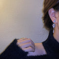 Korean Style Teardrop Zircon Stud Earrings With Silver Pin And Sparkling Pave Design view 2