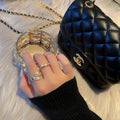 Gold Plated Alloy Rhinestone Geometric Open Ring For Women Fashion OL Round Design Jewelry view 4