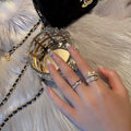 Gold Plated Alloy Rhinestone Geometric Open Ring For Women Fashion OL Round Design Jewelry view 2