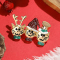 Alloy Enamel Christmas Cat Brooch Pin For Festive Clothing Accessories view 2