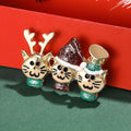Alloy Enamel Christmas Cat Brooch Pin For Festive Clothing Accessories view 4