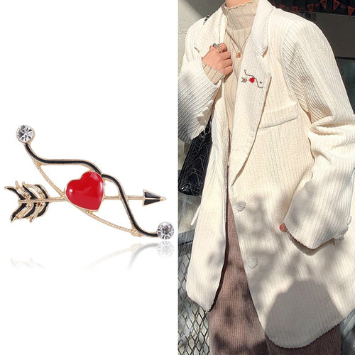 Alloy Enamel Arrow Through Heart Brooch For Collar Fastening