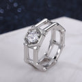 Simple Hollow Double Layer Ring For Men And Women Copper White Gold Plated Micro Pave Zircon Jewelry view 4