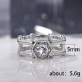 Simple Hollow Double Layer Ring For Men And Women Copper White Gold Plated Micro Pave Zircon Jewelry view 5