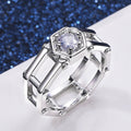 Simple Hollow Double Layer Ring For Men And Women Copper White Gold Plated Micro Pave Zircon Jewelry view 2