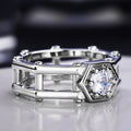 Simple Hollow Double Layer Ring For Men And Women Copper White Gold Plated Micro Pave Zircon Jewelry view 3
