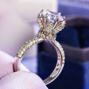 Women's Floral Faux Diamond Wedding Ring Copper Zircon Exchange Ring For Bridal Jewelry