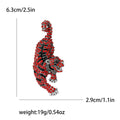 Alloy Rhinestone Tiger Brooch Vintage Animal Lapel Pin For Clothing view 4