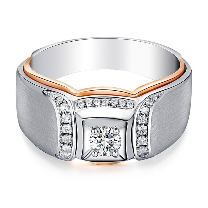 European Style Women's Wedding Ring, Two Tone Plated Simulated Zircon Jewelry