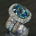 Luxury Two Tone Cubic Zirconia Gemstone Ring For Women, Wedding Band Holiday Gift Jewelry view 5