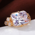 Gold Plated Copper Zircon Ring For Women, Elegant OL Style Engagement Finger Jewelry view 5