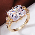 Gold Plated Copper Zircon Ring For Women, Elegant OL Style Engagement Finger Jewelry view 4