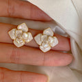Alloy Silver Needle Enamel Flower Stud Earrings For Women Fashion OL Light Luxury Ear Jewelry view 1