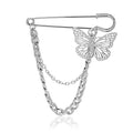 Korean Japanese Hip Hop Butterfly Chain Brooch Harajuku Style Bar Pin For Suit Accessories view 1