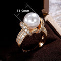 Elegant Women's Gold Plated Zircon Pearl Ring Fine Wedding Jewelry view 5