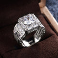 Bold Wide Band Men's Wedding Ring With Cubic Zirconia, Fashion Couple Finger Jewelry view 5