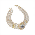 Vintage Faux Pearl Crystal Rhinestone Geometric Round Choker Necklace for Women view 5