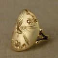 Creative Bird And Floral Copper Ring With Embossed Carving Unisex Couple Jewelry view 3