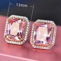 Vintage Rectangular Pink Zircon Ring Copper White Gold Plated Fashion Finger Jewelry view 3