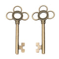 Vintage Finish Metal Flower Top Skeleton Key Charms in 4 Style Options view 8