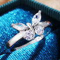 Women's Simple Copper Butterfly Zircon Ring, Romantic Fashion Finger Jewelry Gift view 2