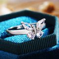 Women's Simple Copper Butterfly Zircon Ring, Romantic Fashion Finger Jewelry Gift view 3