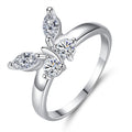 Women's Simple Copper Butterfly Zircon Ring, Romantic Fashion Finger Jewelry Gift view 6