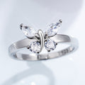 Women's Simple Copper Butterfly Zircon Ring, Romantic Fashion Finger Jewelry Gift view 4