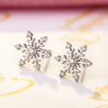 Korean Style Snowflake Zircon Stud Earrings, Sweet Christmas Gift Jewelry view 2