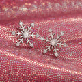 Korean Style Snowflake Zircon Stud Earrings, Sweet Christmas Gift Jewelry view 3