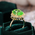 Creative Large Green Zircon Women's Wedding Ring, European Style Statement Bridal Jewelry view 3