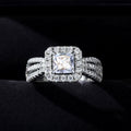 AAA Square Cubic Zirconia Women's Ring, Platinum Plated Copper Wedding Jewelry Accessory view 4