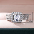 AAA Square Cubic Zirconia Women's Ring, Platinum Plated Copper Wedding Jewelry Accessory view 5