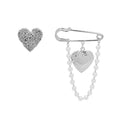 Style Minimalist Vintage Geometric Heart Brooch Pearl Chain Two Piece Lapel Pin Set view 5
