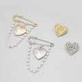 Style Minimalist Vintage Geometric Heart Brooch Pearl Chain Two Piece Lapel Pin Set view 1