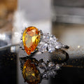 Pear Shaped Water Drop Cubic Zirconia Ring For Women, Sparkling Engagement Proposal Jewelry view 3