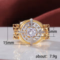 Luxury Two Tone Zircon Fashion Ring, Style Color Block Statement Finger Ring view 5