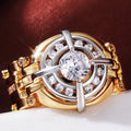 Luxury Two Tone Zircon Fashion Ring, Style Color Block Statement Finger Ring view 2