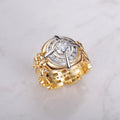 Luxury Two Tone Zircon Fashion Ring, Style Color Block Statement Finger Ring view 4